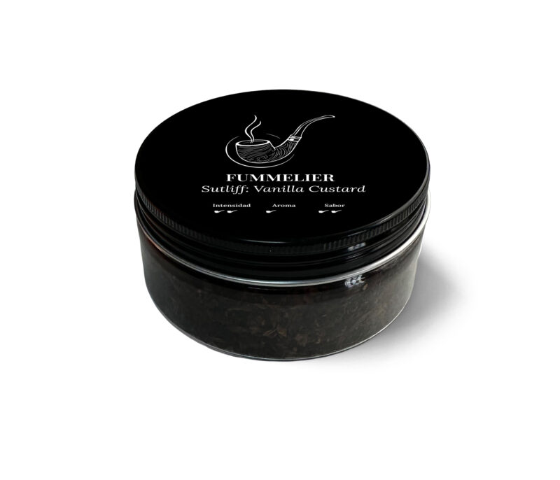 Envase de la Selección Fummelier para el tabaco Sutliff Vanilla Custard, presentación curada y premium