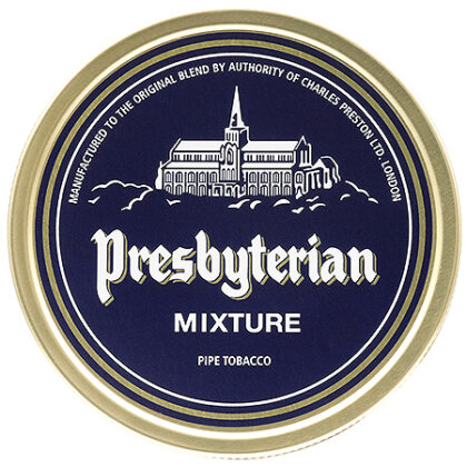 Lata de tabaco Presbyterian Mixture con mezcla inglesa suave de Latakia, orientales y Virginias