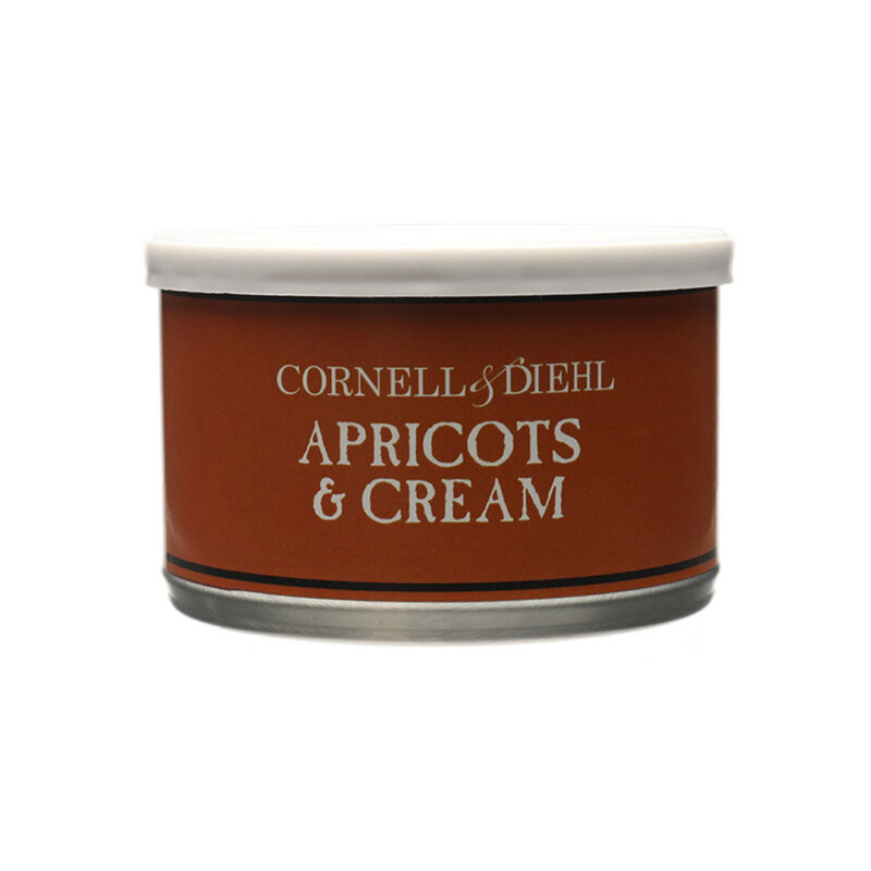 Tabaco Cornell & Diehl Apricots and Cream 2oz en lata, mezcla aromática premium con Cavendish negro y notas de albaricoque