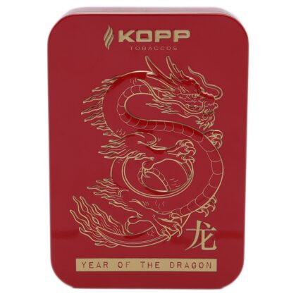 Tabaco Kopp Year of the Dragon en lata de 100g, mezcla de Virginias con topping de carambolo