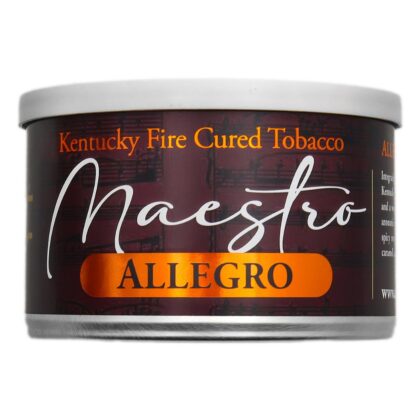 Tabaco Toscano Allegro en lata de 2oz, mezcla ribbon de Dark-Fired Kentucky, Red Virginias y Latakia
