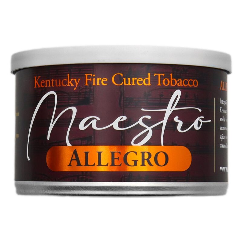 Tabaco Toscano Allegro en lata de 2oz, mezcla ribbon de Dark-Fired Kentucky, Red Virginias y Latakia